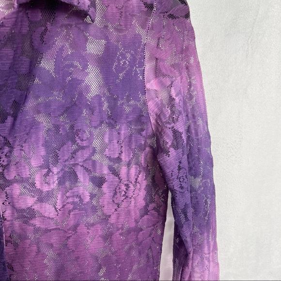 Purple Lace Y2K Button Up Top - Picture 3 of 7